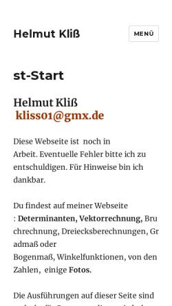 Vorschau der mobilen Webseite www.klissh.de, Determinanten und Vektorrechnung