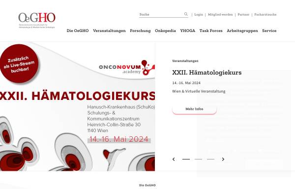 Vorschau von www.oegho.at, Österreichische Gesellschaft für Hämatologie uund Onkologie (OEGHO)