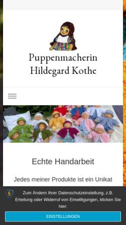 Vorschau der mobilen Webseite www.puppenmacherin.com, Puppenmacherin, Hildegard Kothe