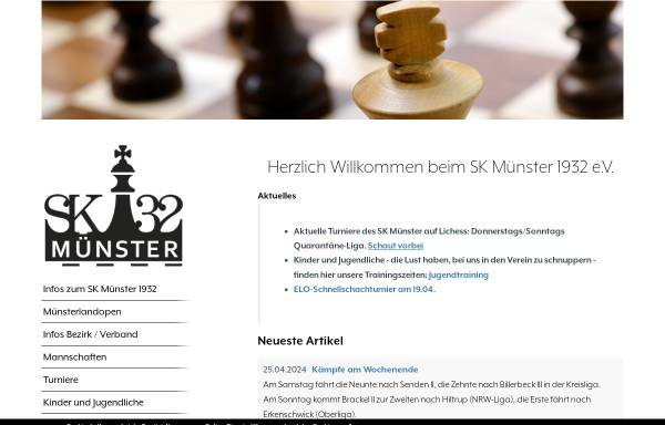 Vorschau von www.internetschach.de, Schach-Turnierkalender Münster