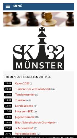 Vorschau der mobilen Webseite www.internetschach.de, Schach-Turnierkalender Münster