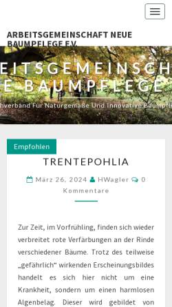 Vorschau der mobilen Webseite www.neue-baumpflege.de, Arbeitsgemeinschaft Neue Baumpflege e. V.