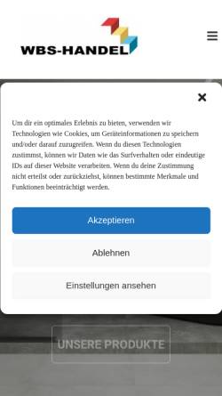 Vorschau der mobilen Webseite wbs-handel.de, Lager- und Betriebseinrichtungen - Inh. Björn Schröder