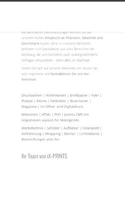 Vorschau der mobilen Webseite ix-prints.de, ix-prints