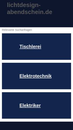 Vorschau der mobilen Webseite www.lichtdesign-abendschein.de, Lichtdesign Abendschein GmbH