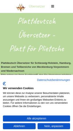 Vorschau der mobilen Webseite www.plattdeutsches-woerterbuch.de, Plattdeutsches Wörterbuch