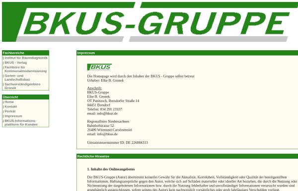 Vorschau von www.bkus.de, Gronek, Elke B. - Institut für Baumdiagnostik