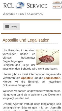 Vorschau der mobilen Webseite apostille-service.de, Ricardo Amarilla del Sastre - Apostille und Legalisation