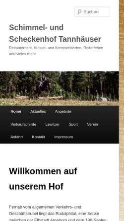 Vorschau der mobilen Webseite www.hof-tannhaeuser.de, Schimmel- & Scheckenhof Tannhäuser