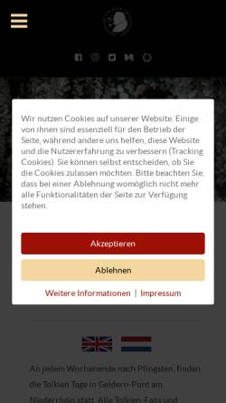 Vorschau der mobilen Webseite www.tolkien-niederrhein.de, Deutsche Tolkien Gesellschaft e.V., Ortsgruppe Linker Niederrhein