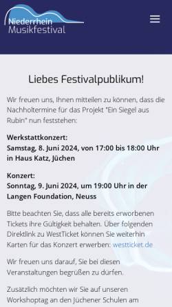 Vorschau der mobilen Webseite www.niederrhein-musikfestival.de, Niederrhein Musikfestival