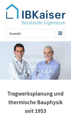 Vorschau der mobilen Webseite www.ibkaiser.de, Dipl. -Ing. Joachim Kaiser