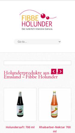 Vorschau der mobilen Webseite www.fibbe-holunder.de, Holunderhof Josef Fibbe