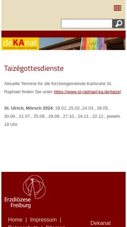 Vorschau der mobilen Webseite www.kath-karlsruhe.de, Taizé-Gottesdienste in Karlsruhe