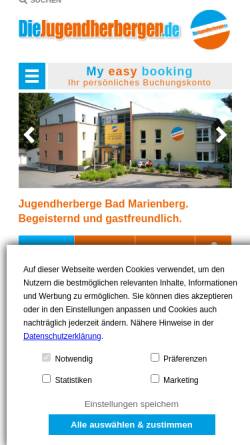 Vorschau der mobilen Webseite www.diejugendherbergen.de, Jugendherberge Bad Marienberg