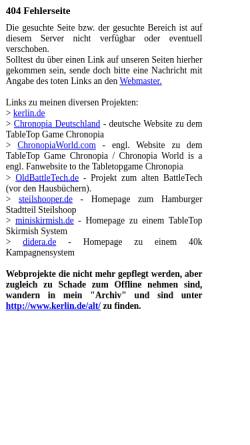 Vorschau der mobilen Webseite www.kerlin.de, Old BattleTech