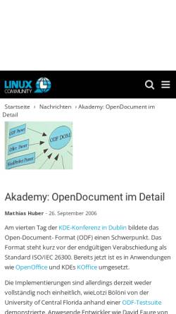 Vorschau der mobilen Webseite www.linux-community.de, Akademy: OpenDocument im Detail