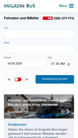 Vorschau der mobilen Webseite www.busengadin.ch, Engadin Bus