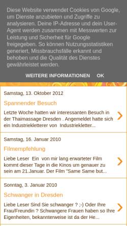 Vorschau der mobilen Webseite massage-dresden.blogspot.com, Informationsportal über Massage in Dresden