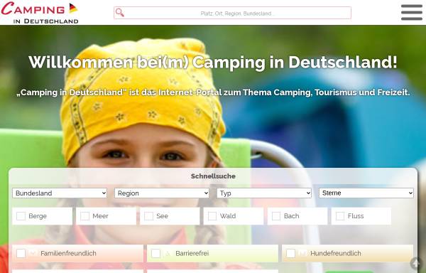 Vorschau von www.camping-in-deutschland.de, Camping in Deutschland