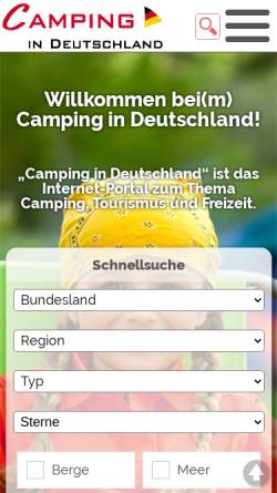 Vorschau der mobilen Webseite www.camping-in-deutschland.de, Camping in Deutschland