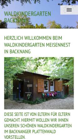 Vorschau der mobilen Webseite www.waldkindergarten-backnang.de, Waldkindergarten Meisennest Backnang