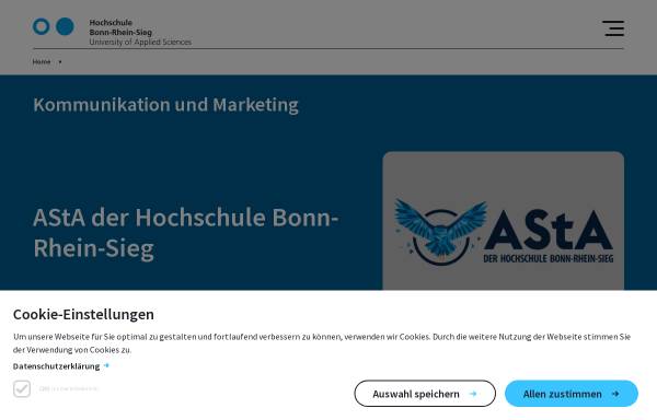 Vorschau von www.asta.h-brs.de, Allgemeiner Studierendenausschuss (AStA) der Hochschule Bonn-Rhein-Sieg