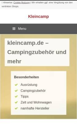 Vorschau der mobilen Webseite www.kleincamp.de, Kleine Campingplätze in Deutschland.