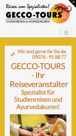 Vorschau der mobilen Webseite www.gecco-tours.de, Gecco-Tours