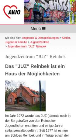 Vorschau der mobilen Webseite www.juzreinbek.de, JuZ - Jugendzentrum am Schloss Reinbek