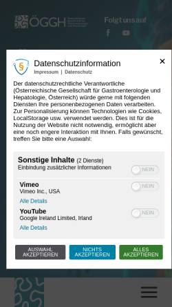 Vorschau der mobilen Webseite www.oeggh.at, Österreichische Gesellschaft für Gastroenterologie und Hepatologie (OEGGH)