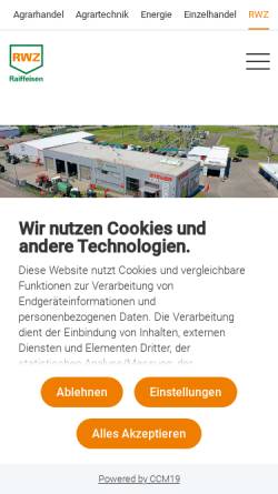 Vorschau der mobilen Webseite www.rwz.de, RWZ Agrartechnik