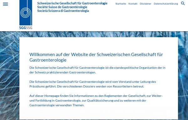 Vorschau von sggssg.ch, Schweizerische Gesellschaft für Gastroenterologie (SGGSSG)