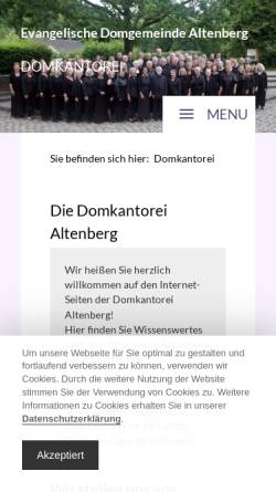 Vorschau der mobilen Webseite www.domkantorei-altenberg.de, Domkantorei Altenberg