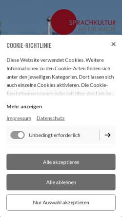 Vorschau der mobilen Webseite antje-milde-sprachkultur.de, Antje Milde Sprachkultur