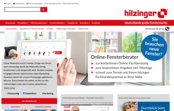 Vorschau von www.hilzinger.de, Hilzinger Fenster und Türen GmbH