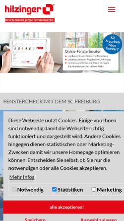 Vorschau der mobilen Webseite www.hilzinger.de, Hilzinger Fenster und Türen GmbH