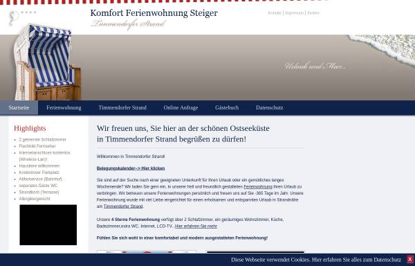 Vorschau von www.timmendorf-komfortferienwohnung.de, Komfort Ferienwohnung Steiger