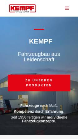 Vorschau der mobilen Webseite www.kempf.ag, Fahrzeugbau Kempf GmbH