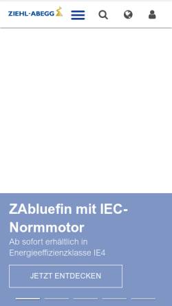 Vorschau der mobilen Webseite www.ziehl-abegg.com, Ziehl-Abegg AG