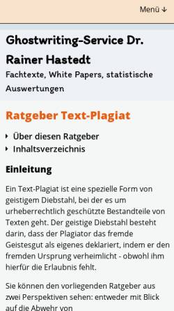Vorschau der mobilen Webseite www.ghostwriting-service.de, Ratgeber Text-Plagiat