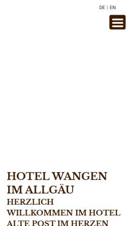 Vorschau der mobilen Webseite www.hotel-alte-post-wangen.de, Hotel Alte Post