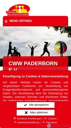 Vorschau der mobilen Webseite www.cwwerkstaetten-paderborn.de, Caritas Wohn- und Werkstätten im Erzbistum Paderborn e.V.
