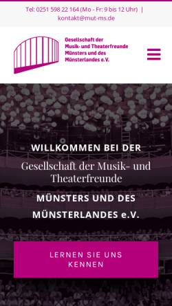 Vorschau der mobilen Webseite www.musik-und-theaterfreunde.de, Gesellschaft der Musik- und Theaterfreunde Münsters und des Münsterlandes e.V.