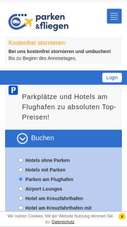 Vorschau der mobilen Webseite www.parken-und-fliegen.de, Parken und Fliegen - autonaut GmbH