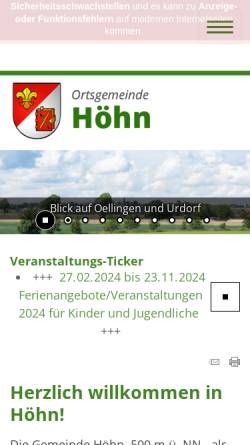 Vorschau der mobilen Webseite www.gemeinde-hoehn.de, Gemeinde Höhn