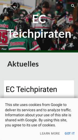 Vorschau der mobilen Webseite www.teichpiraten.at, Eishockey-Club Teichpiraten