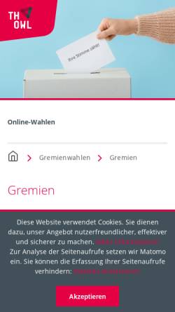 Vorschau der mobilen Webseite www.hs-owl.de, Allgemeiner Studierendenausschuss (AStA HS-OWL)