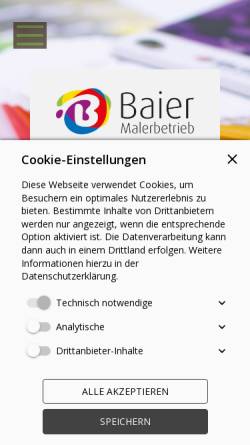 Vorschau der mobilen Webseite www.maler-baier.de, Malerbetrieb Baier GbR
