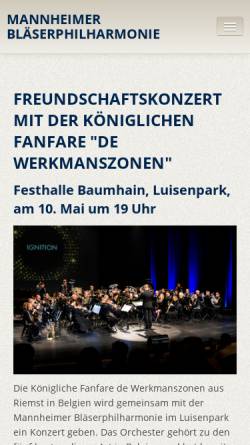 Vorschau der mobilen Webseite www.mannheimer-blaeserphilharmonie.de, Mannheimer Bläserphilharmonie